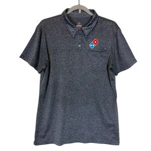 Domino's Gear Polo Shirt Womens Medium Blue Uniform Stretch Short Sleeve Logo